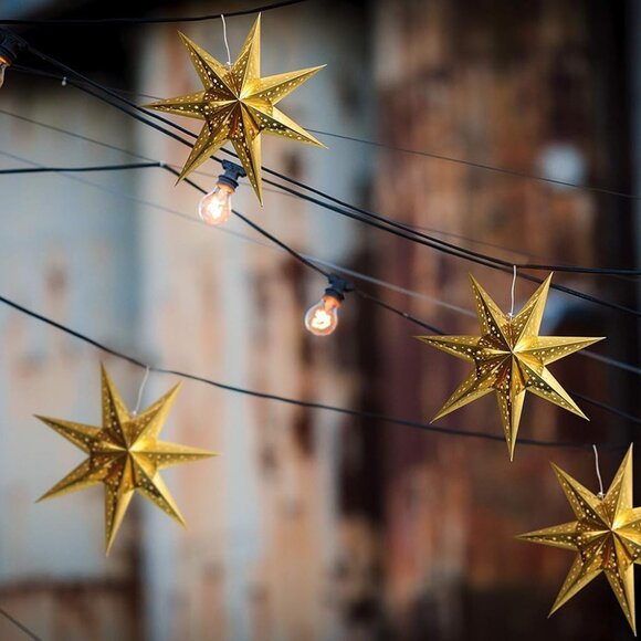 SET of 3 - Elegant 3D Paper Star Hanging Pendants - 14" - Christmas Decor - Picture 4 of 5